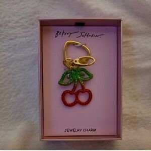 Betsey Johnson Crystal Cherries Bag Charm NIB